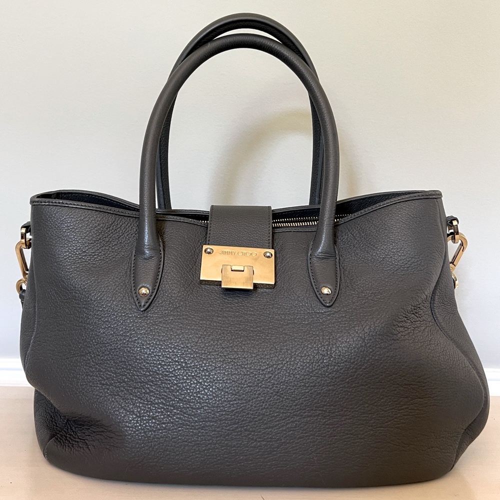 Jimmy Choo Grey 'Rania' Leather Bag